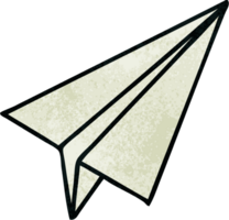 rétro grunge texture dessin animé de une papier avion png