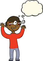 cartoon man with popping out eyes with thought bubble png