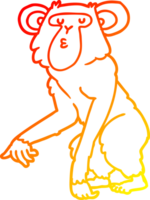 warm gradient line drawing of a cartoon chimpanzee png