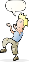 cartoon happy man doing funny dance with speech bubble png