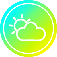 sun and cloud circular icon with cool gradient finish png