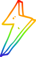 rainbow gradient line drawing of a cartoon lightning png