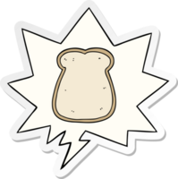 cartoon slice of bread with speech bubble sticker png