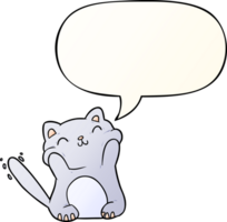 very happy cute cartoon cat  with speech bubble in smooth gradient style png