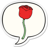 cartoon rose with speech bubble sticker png