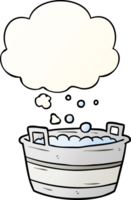 cartoon old tin bath with thought bubble in smooth gradient style png