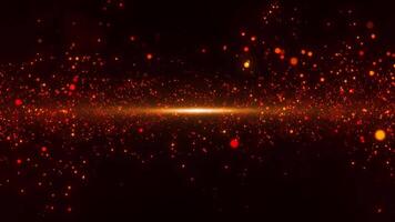 astratto sfondo di Magia particelle nel arancia colore, il particelle splendore e mossa con onda energia, ardente scintille. bellissimo nebulosa, Fata polvere, senza soluzione di continuità ciclo continuo, 4k. video