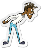 retro distressed sticker of a cartoon angry man png