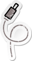 distressed sticker of a cute cartoon audio wire png