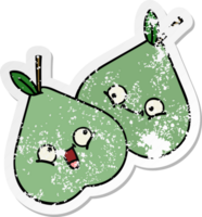 noodlijdende sticker van een schattige cartoon groene peer png