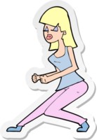 sticker of a cartoon crazy dancing girl png