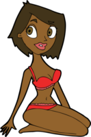 cartoon pretty woman in underwear png