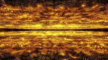 Abstract glowing digital cyber wave composed of particles and dots moving on orange background, big data visualization, futuristic and technological, 3D, 4K, seamless loop. video