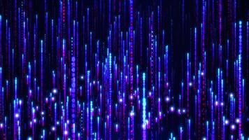 Abstract digital background with glowing neon particle lines. movement of a stream of luminous bright lines. Digital technology, social media connection, fast internet connection. Seamless loop video