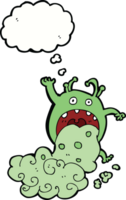 cartoon gross monster being sick with thought bubble png