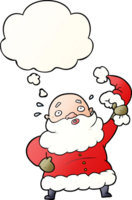 cartoon santa claus waving hat with thought bubble in smooth gradient style png