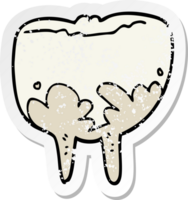 distressed sticker of a cartoon tooth png