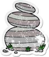 distressed sticker of a cartoon large stacked stones png