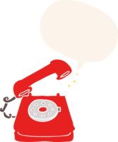 cartoon old telephone with speech bubble in retro style png