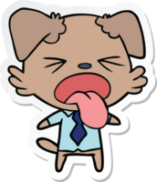 sticker of a cartoon disgusted dog png