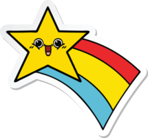 sticker of a cute cartoon shooting rainbow star png