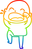 rainbow gradient line drawing of a cartoon shouting bald man png