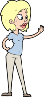 Cartoon-Frau winkt png