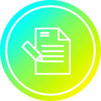 escritura documento circular icono con frio degradado terminar png