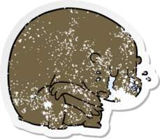 distressed sticker of a crying cartoon bear png