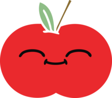 flat color retro cartoon of a red apple png