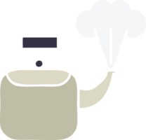 flat color retro cartoon of a steaming kettle png