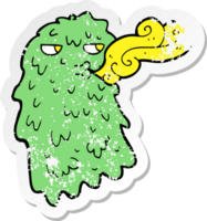 retro distressed sticker of a cartoon gross ghost png