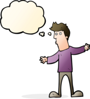cartoon curious man with thought bubble png