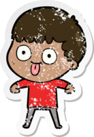 distressed sticker of a cartoon man staring png