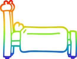 rainbow gradient line drawing of a cartoon bed png