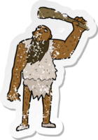 retro distressed sticker of a cartoon neanderthal png