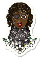 Retro Tattoo Style human rogue with natural twenty dice roll png