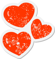 conjunto, de, amor, corazones, grunge, pegatina png