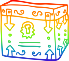 rainbow gradient line drawing of a cartoon magical chest png