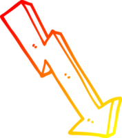 warm gradient line drawing of a cartoon business loss arrow png