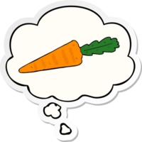 cartoon carrot with thought bubble as a printed sticker png