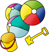 hand drawn gradient cartoon doodle beach balls with a bucket and spade png