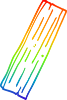 rainbow gradient line drawing of a cartoon plank of wood png