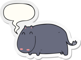 dessin animé hippopotame avec discours bulle autocollant png