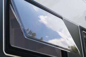Close-up of a window in a motorhome, rest in a van photo