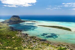 Bird's eye view of Mount Le Morne Brabant on the island of Mauritius photo