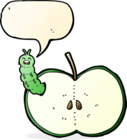 cartoon bug eating apple with speech bubble png