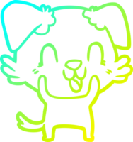cold gradient line drawing of a laughing cartoon dog png