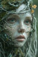 AI generated An image of the head of a female robot. The concept of the future. 3d illustration photo