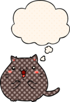 happy cartoon cat with thought bubble in comic book style png